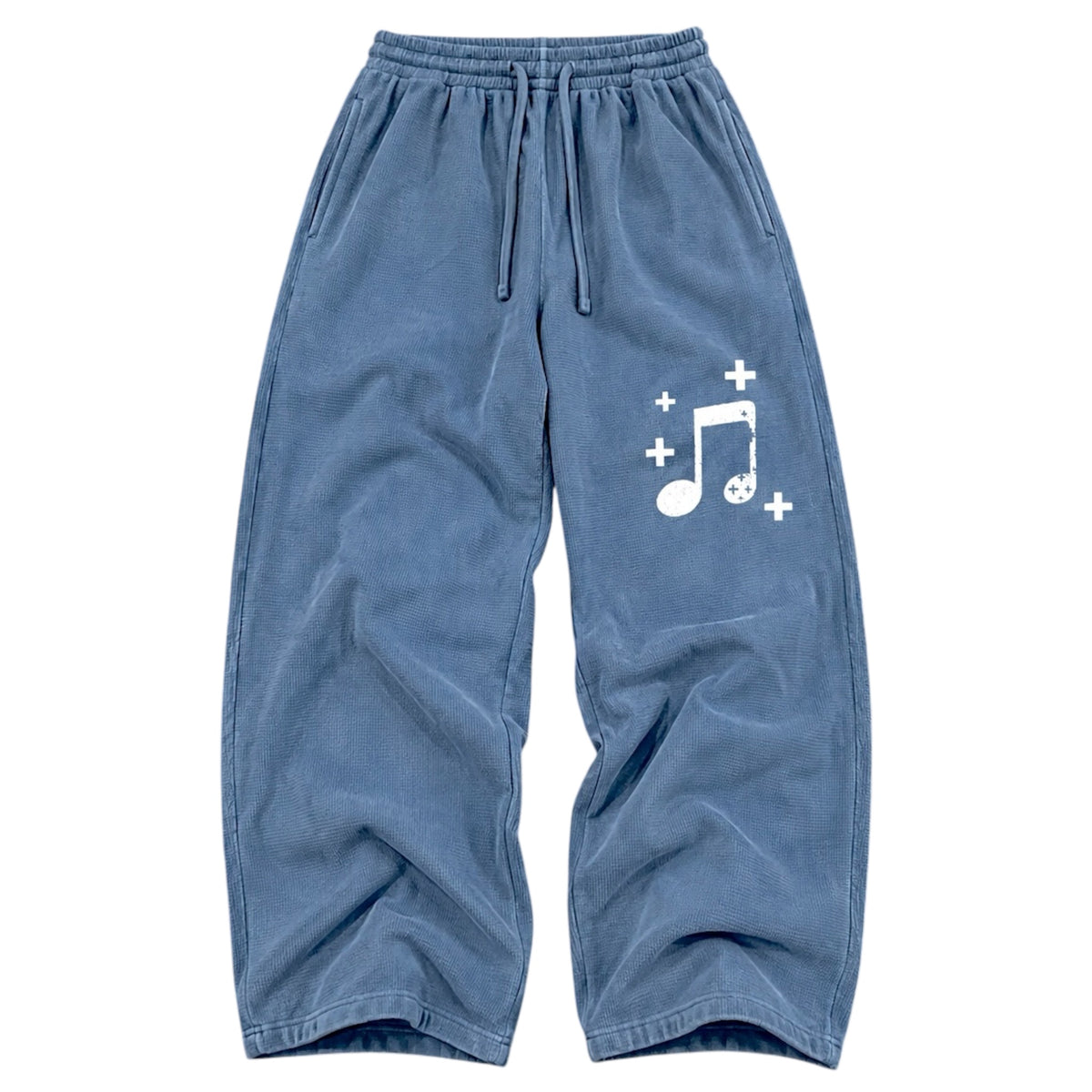 BLUE BAGGY WAFFLE MUSIC HEALS PANTS