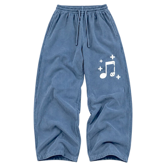 BLUE BAGGY WAFFLE MUSIC HEALS PANTS