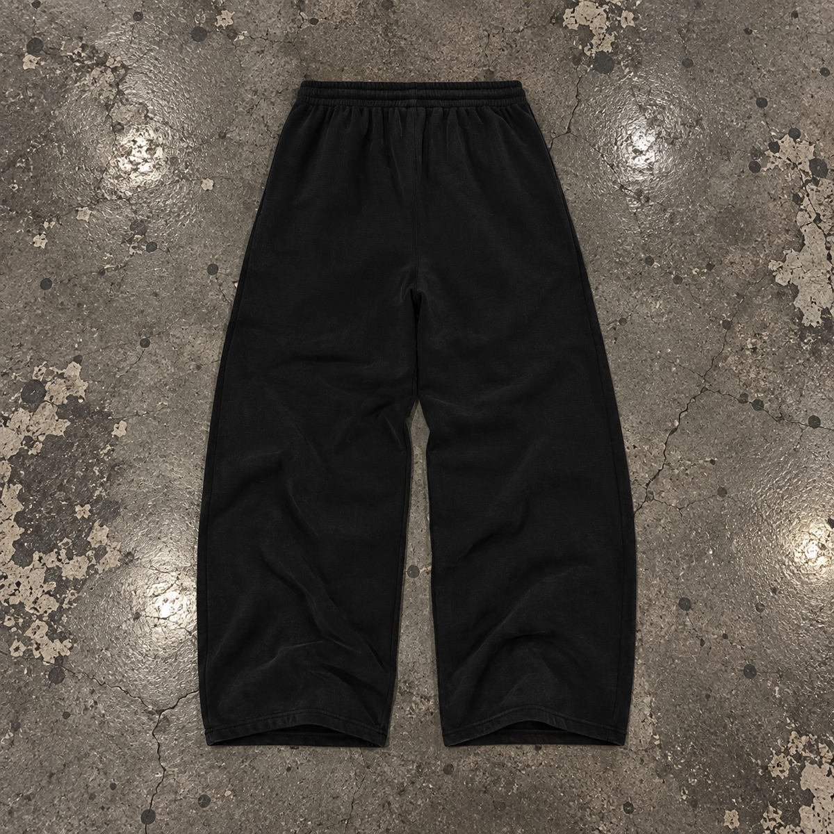 BLACK BAGGY WAFFLE MUSIC HEALS PANTS