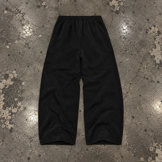 BLACK BAGGY WAFFLE MUSIC HEALS PANTS
